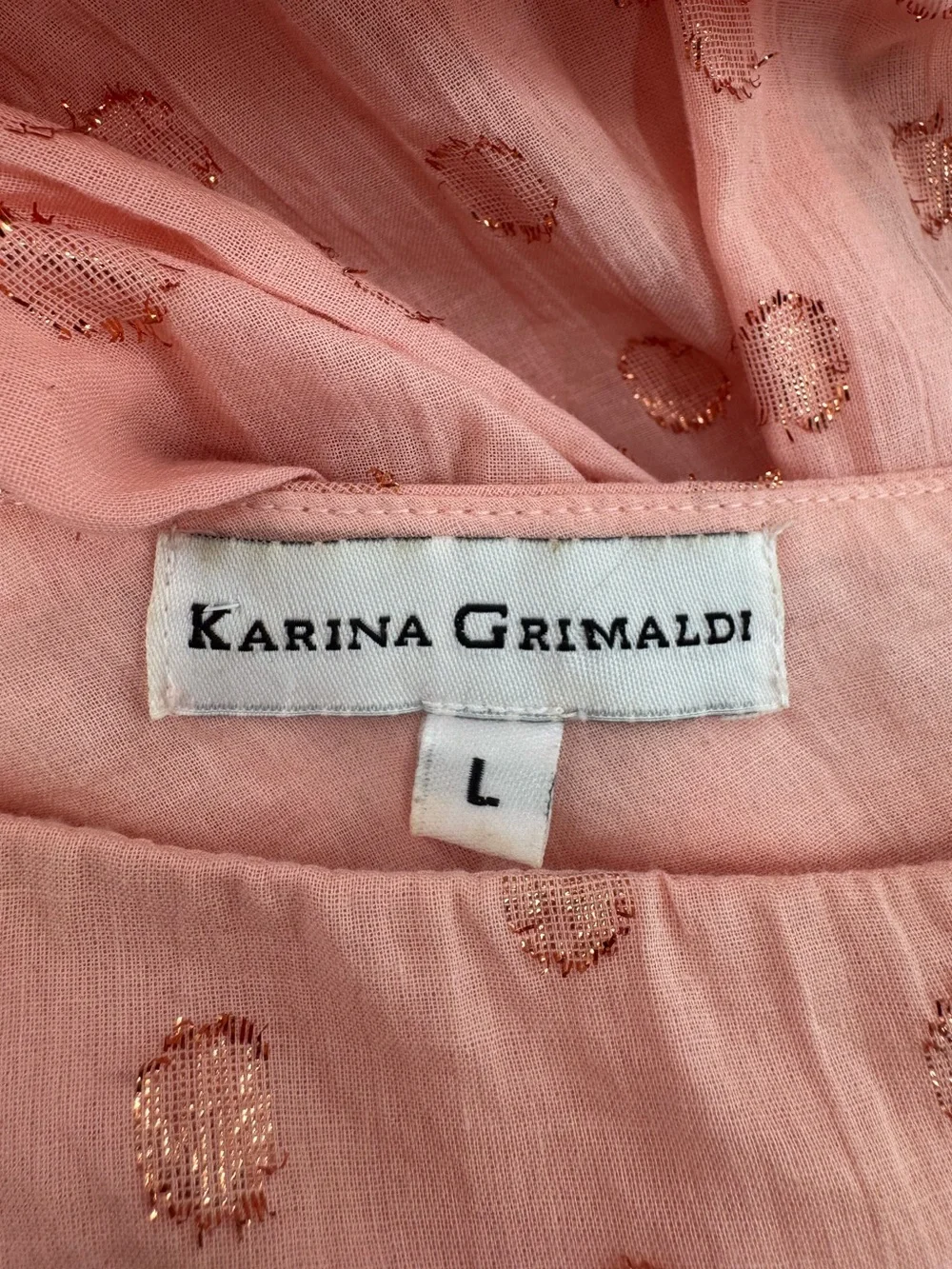 Karina Grimaldi Pauline Dot Dress Blush One Shoulder Midi Size Large - Picture 12 of 14